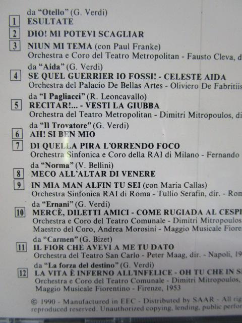 CD MARIO DEL MONACO }IEfEiR recital CDS51028 1990 CO ̎ʐ^3