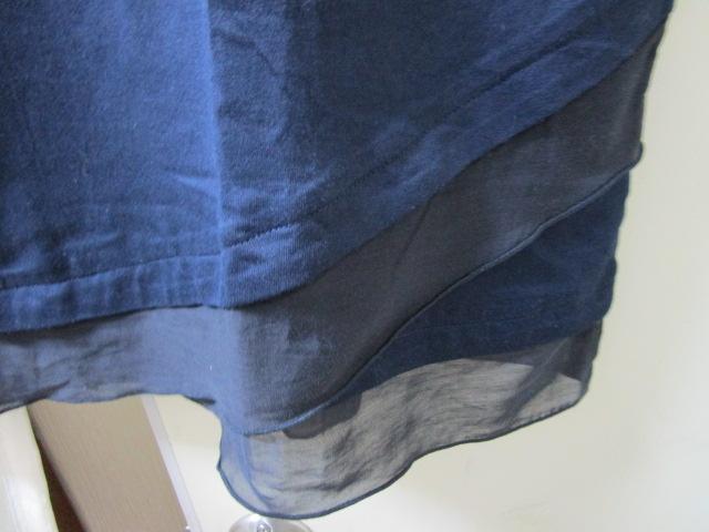 StyleNote フレンチスリーブ カットソー 3Lサイズ 裾切替 ネイビー 古着 の写真4