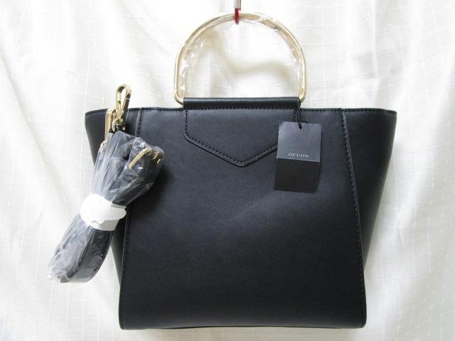 未使用タグ付き OFUON オフオン 2WAY ショルダー/ハンドバッグ 黒 合皮 の写真1