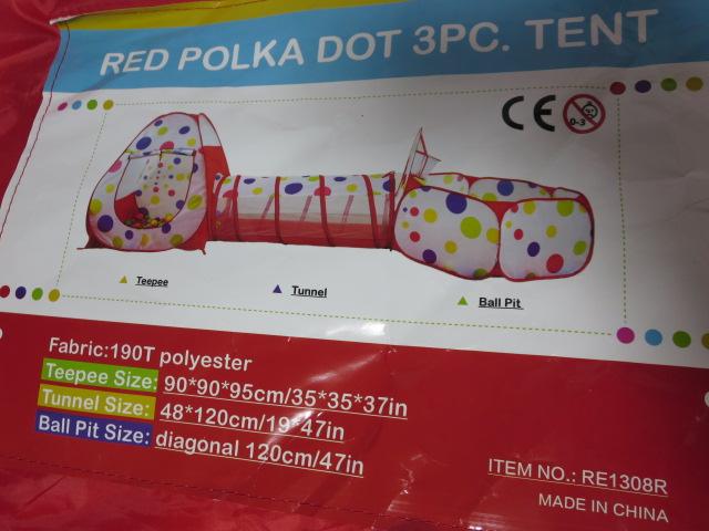 大きなボールテント Red Polka Dot トンネル付き 3点セット 難あり の写真8
