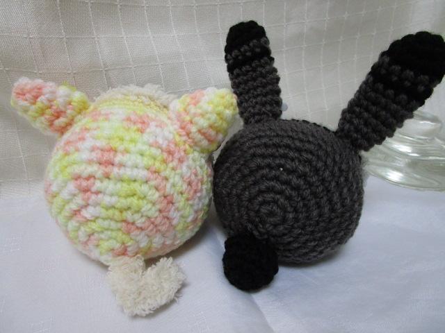 2点 きらどるビーズクッション用 ハンドメイド ニット帽 うさぎ&ねこ の写真3