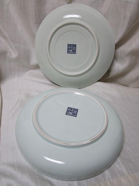 昭和レトロ TAMAGAWA-TOKI 玉川陶器 スズ木製 彩色山水 大皿 2枚組 未使用 の写真6